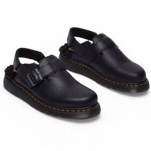 Dr. Martens Jorge II FL Ambassador Black Strap Back Faux Fur Lined Clogs